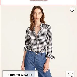 JCrew black and white checker long sleeve button up shirt